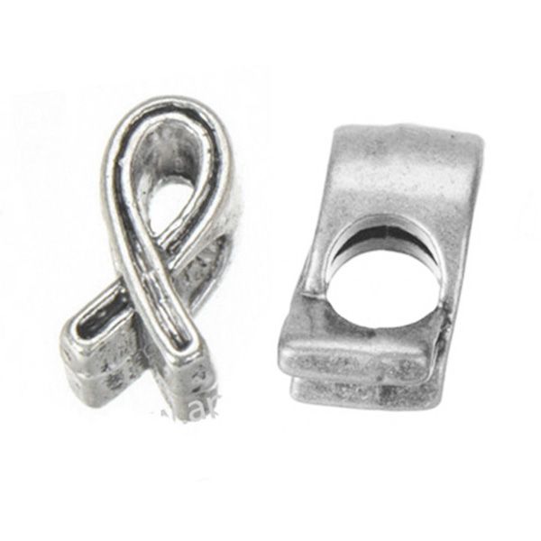 

diy charms beads for sale bracelets european big hole ribbon antique silver metal new fashion jewelry findings 11*6mm 300pcs, Black