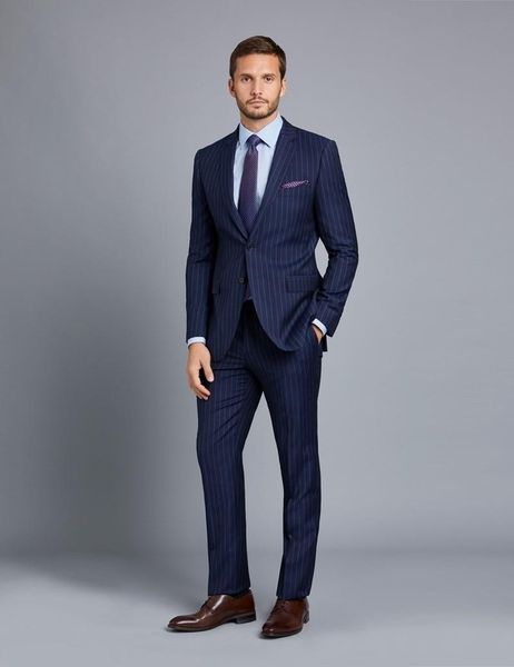 

handsome mens designer suits pinstripe two pieces peaked lapel groom tuxedos man business men suits plus size(jacket+pants) d:123, White;black