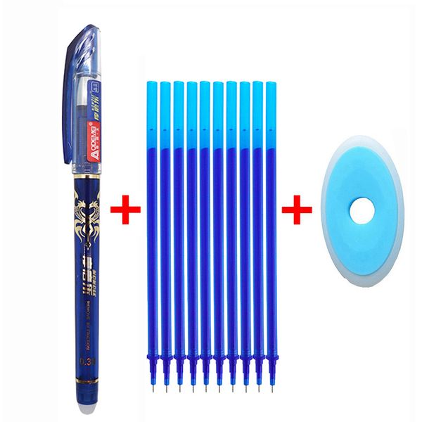 

12pcs/lot erasable pen refill rod 0.38mm blue/black/red ink gel pen washable handle set for school office writing supplies tool