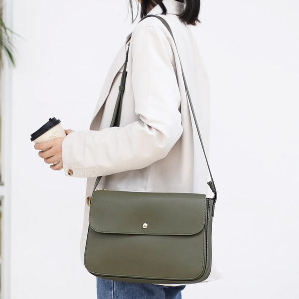 

simple retro college style solid color shoulder bag casual fashion large capacity messenger bag
