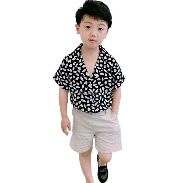 

мальчики summer flower рубашка + шорты 2pcs одежда набор цветов дети формальное день рождения платье школа детский день рождения подарок тан, White