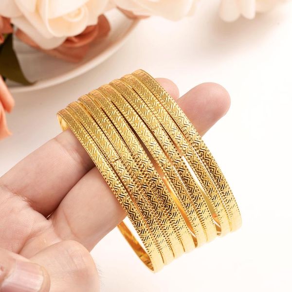 

12 pcs 24k ethiopian wave dubai trendy wedding bangles for women arab african gold color bracelet jewelry middle east gifts, Black