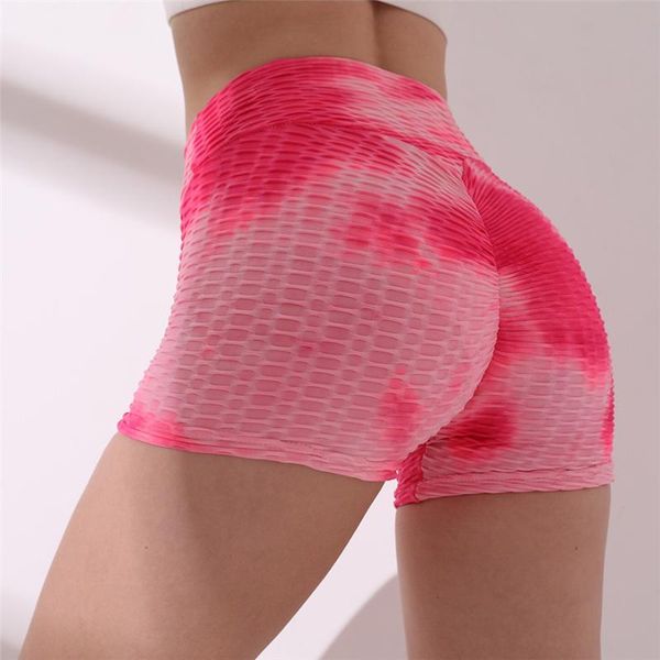 

women's hip-height high waist tie-dye pleated printed sweatpants yoga pants shorts 3d push up leggings yoga tights, White;red