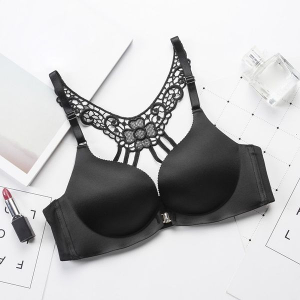 

women underwears push up bra front fashion closure butterfly racerback brassiere bras backless bra for women good quality, Red;black