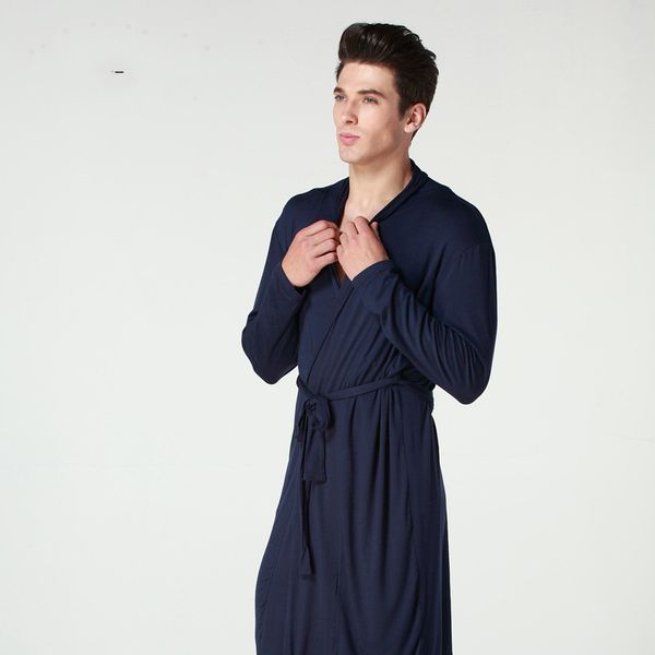 

men's summer mordale nightgown, nightwear, home clothes, bathrobe, large size mens robe v-neck solid, Black;brown