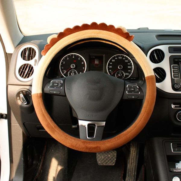 

car cartoon steering wheel cover cute cartoon plush summer season universal handle anti-slip steering wheel cover lion