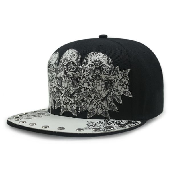 

summer sun protection shade baseball cap men and women skull sticker glue hip-hop cap hip-hop hipster, Blue;gray