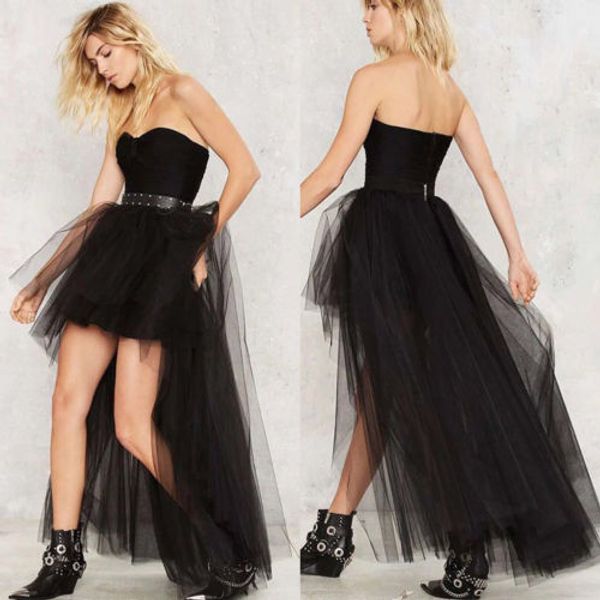 

2019 new layers princess ballet tutu skirt long women tulle skirts wedding party prom ball gown skirt black&white