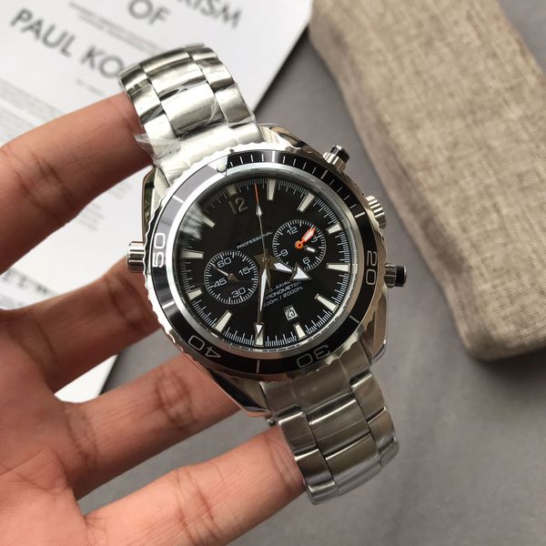 

classic luxury designer mens watches business quartz watch stainless steel sport date chronograph wristwatch relogio masculino man clock, Slivery;brown