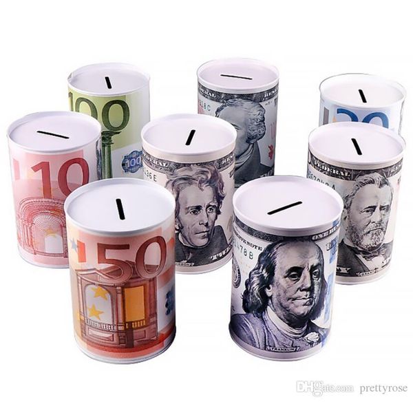

euro dollar piggy bank money box safe cylinder piggy bank banks for coins deposit storage boxes home decoration ing