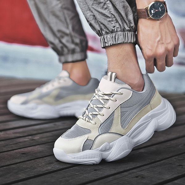 

men sneakers new thick bottom non-slip sports shoes men breathable lace-up running shoes outdoor basketball