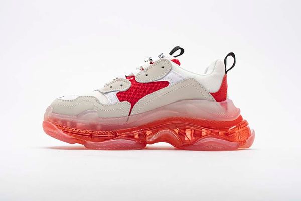 

2019 dad shoes paris 17fw triple-s sneakers men/women light grey red running shoes cushion shoes szie 35-45