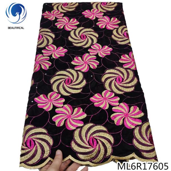 

последние африканского хлопка ткань шнурка высокого качества вышивки швейцарский voile кружева в швейцарии с камнями plain design ml6r176, Pink;blue