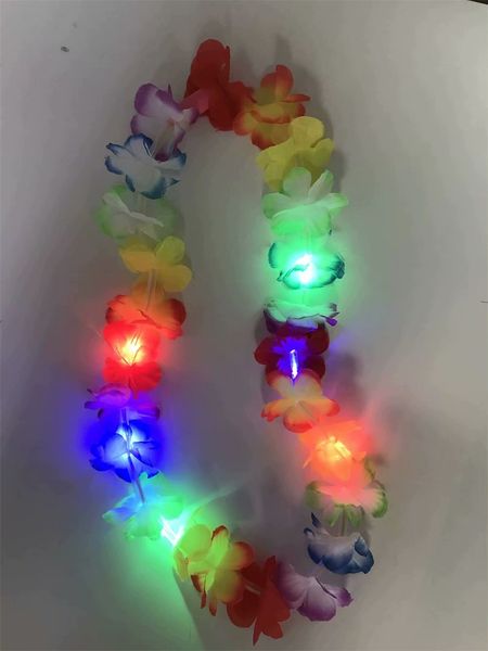

glowing led light up hawaii luau party flower lei fancy dress necklace hula garland wreath wedding decor party supplies