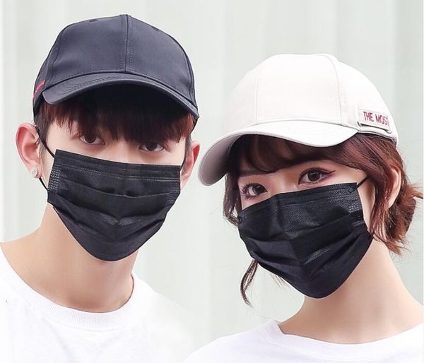 

dhl ship party mask black facial mask 3 layer ear loop dust wind 3 fly non woven filter dust mask stereo black protective ho ciy7