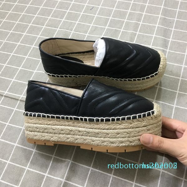 

4 colors fashion designer women shoes ladies comfortable platform espadrille shoes designer espadrille heel height 5.5 cm size 35-40 r05, Black