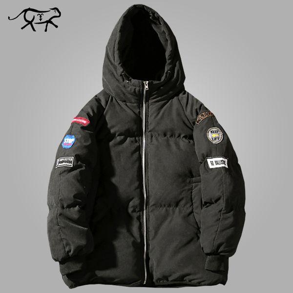 

winter jacket men fashion warm coat cotton-padded outwear mens coats jackets brand hooded collar slim clothes thick parkas m-5xl, Black