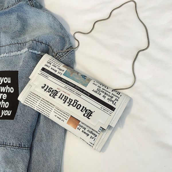

women's wild messenger personality fashion chain shoulder bag small square newspaper styling bag