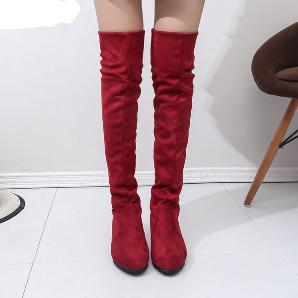 

2019 women's high boots shoes fashion women over the knee boots 2020 new autumn winter flock botas feminina thigh high, Black