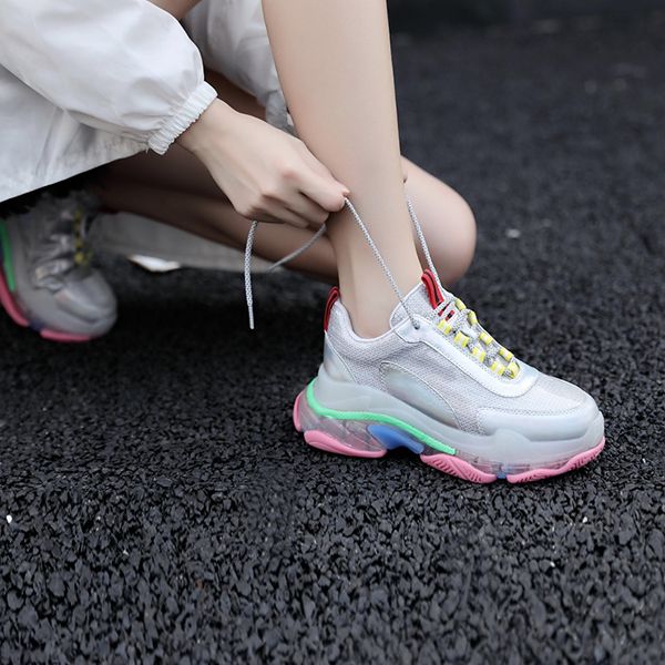

2019 tide luxury ladies casual shoes mesh stitching comfortable breathable sports shoes original box delivery, Black
