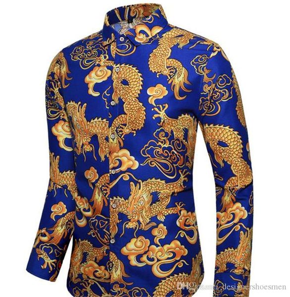 

дизайнерская мужская печатная рубашка мода с длинными рукавами плюс размер топы мужская роскошная цветочная рубашка, White;black