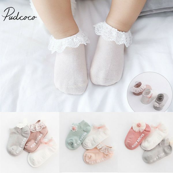 

2019 children accessories newborn infant baby kids girls toddlers soft cotton lace bow princess angel ankle socks 3pairs/sets, Pink;yellow