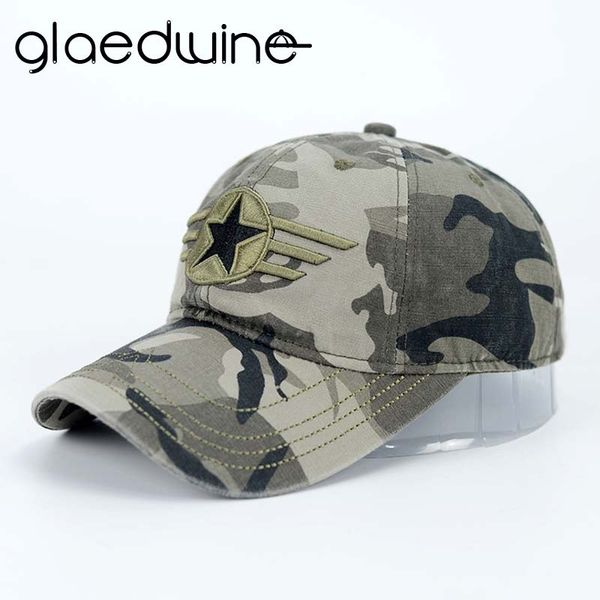 

glaedwine tactica baseball cap camoufla five-pointed star caps casual outdoor sports cotton hats for men women dad hat snapback, Blue;gray