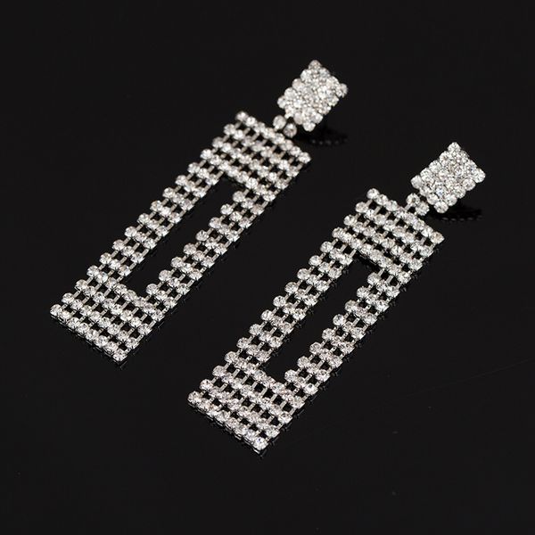 

wind exaggeration rectangle earrings eardrop crystal earring, Golden