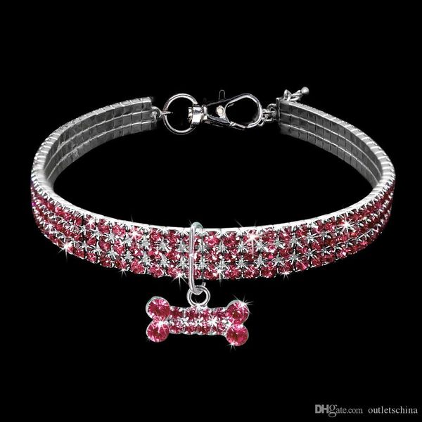 

bling rhinestone pet dog cat collar alloy diamond puppy pet collars leashes for little medium dogs s m l jewelry pet dog accessories