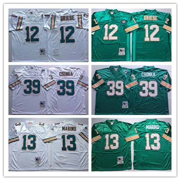 NCAA College Mens Jersey Camisas Vintage Bob Griese Dan Marino Larry Csonka Bordado Camisas de Futebol Ed