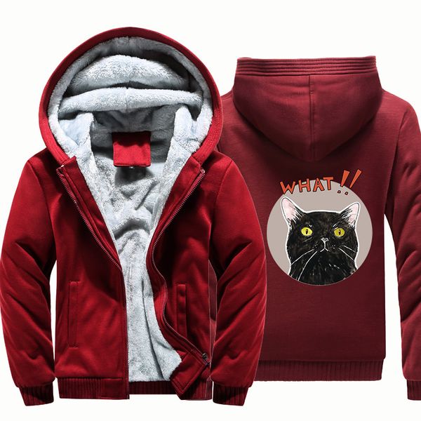 

brand men designer hoodies winter warm thick long sleeve hooded sweatshirts casual cat printing fashion clothing hipster cardigan, Black