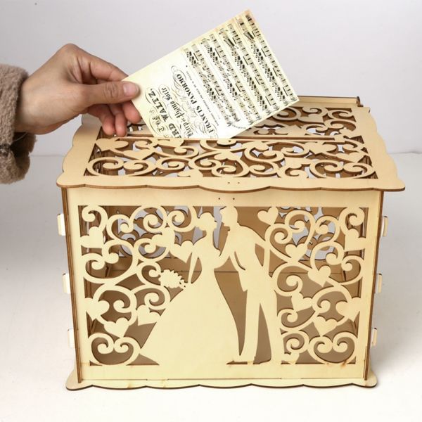 

diy wedding gift card box wooden money box beautiful wedding decoration supplies for birthday party