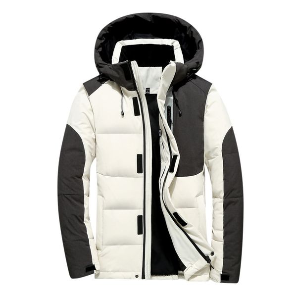 

winter coat men's down jacket casual pocket button thermal man warm leather jackets coat manteau homme hiver, Black
