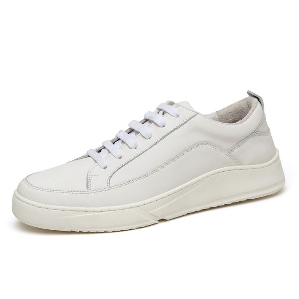 

band men leather shoes simple black white genuine leather shoes handmade comfortable formal dress men lace-up flats 2019 new