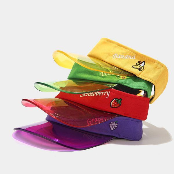 

visors 2021 fashion women fruit pattern embroidery visor sun protection peaked hat cap sunscreen hats, Blue;gray