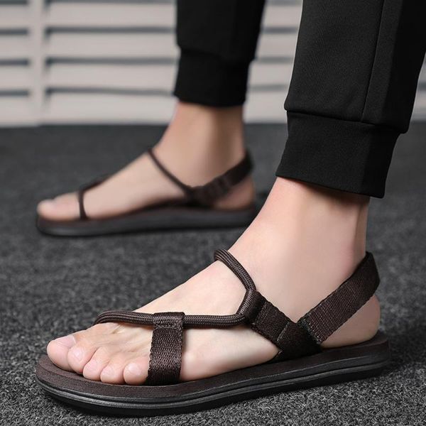 

summer beach sandal men shoes cross strap non-slip casual open toe flat non-slip light sandals for men zapatos de mujer sandal, Black