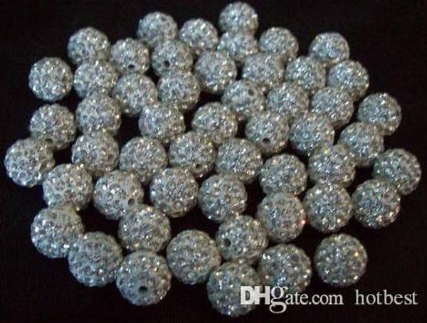 

10mm 100pcs/lot white clear crystal crystal bead bracelet necklace beads jewelry making.spacer beads lotrhinestone diy e6232 g94