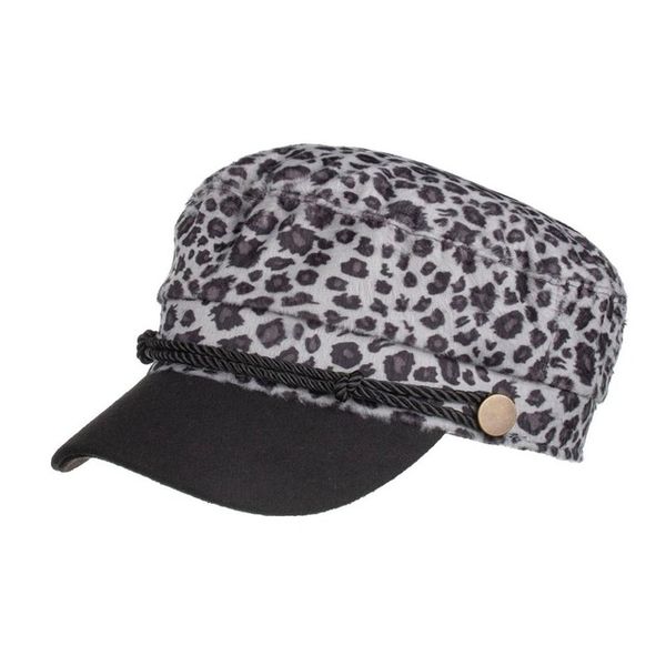 Fashion-NEW Autunno Cappelli ottagonali per le donne Stampa leopardata MilitarCap piatto Donna Berretti solidi Donna Berretti casual Cappello Gorra Militar BR030