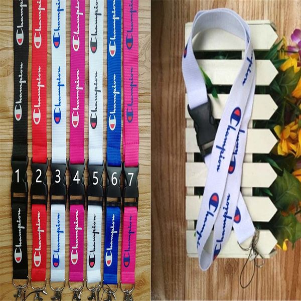 

champion letter mobile phone lanyard strap fashion tide sports cell phone lanyard camera id card neck key chains straps a41605, Red;brown