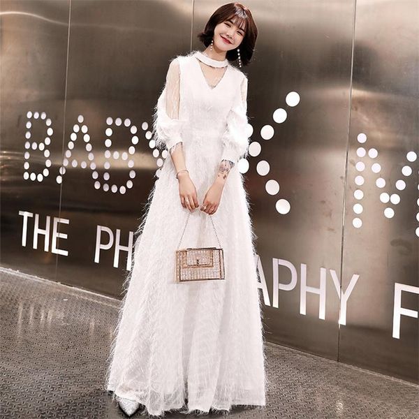

ethnic clothing slim tassel lantern puff sleeve illusion zipper improved cheongsam chinese evening dress vestidos size s-xxl, Red