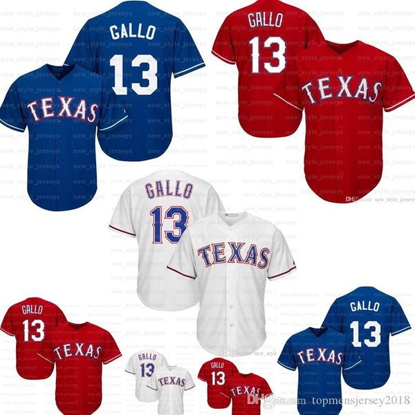 

Texas Mens Rangers Jersey 13 Joey Gallo Jersey Embroidery Baseball Jerseys Free Shipping Red Blue White M-XXXL