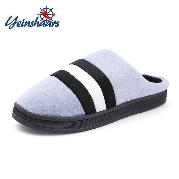 

yeinshaars soft plush cotton cute slippers shoes non-slip floor indoor home furry warm slippers men couple shoes for bedroom, Blue;gray
