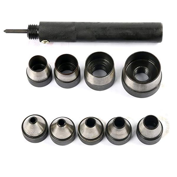 

interchangable hollow hole punch set with handle heavy duty 10 pcs large set hole punch set-30