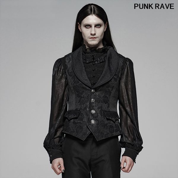 

men's vests gothic classic black victorian vest fashion jacquard evening party beautiful punk rave wy-1074mjm, Black;white