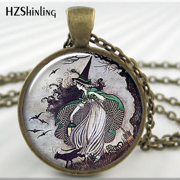 

2020 fairytale witch pendant, witch necklace resin pendant, witch jewelry, halloween jewelry hz1, Silver
