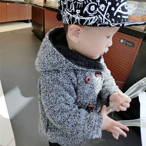 

childrenswear children woolen cotton clothes 0-1234-year-old infants thick winter new style boy's coat fashion, Blue;gray