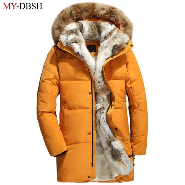 

2019 brand fashion mens down jacket winter warm fur collar long coat casual velvet lined parkas male hooded coats big size s~5xl, Black
