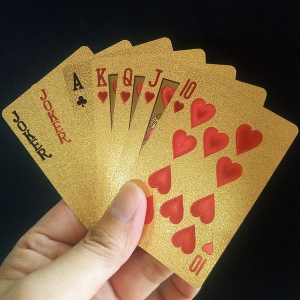 

24k gold foil plastic playing cards poker game deck gold foil poker set magic card waterproof cards magic