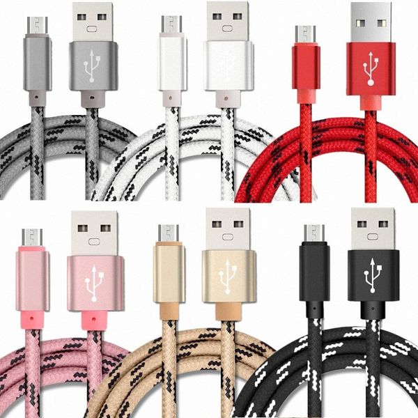 Kumaş Örgülü Tipi C Kabloları Hi-Speed ​​Mikro V8 5Pin 1 M 2 M 3 M USB Veri Şarj Kablosu Samsung S6 S7 Kenar S8 HTC Akıllı Telefon için