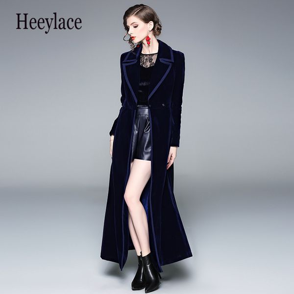 

autumn velvet blue long swing women coat bright 2019 red ladies coats casaco feminino casacas for women, Black